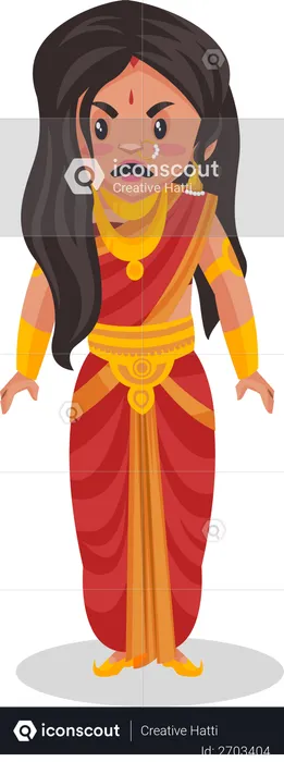 Angry Draupadi  Illustration