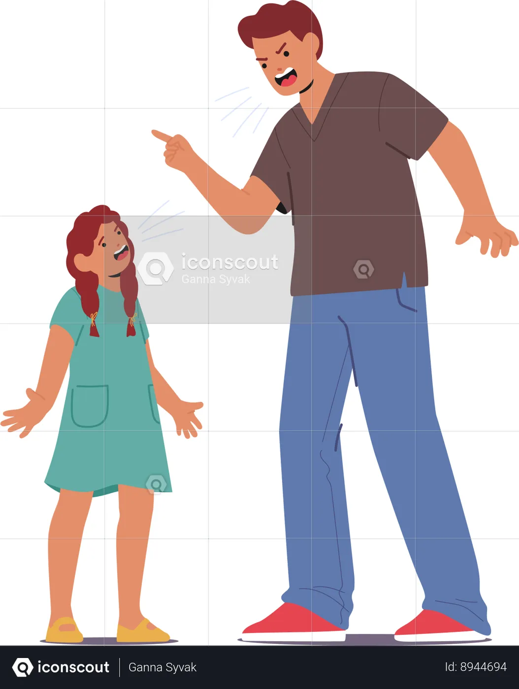 Best Angry father shouts at his daughter Illustration download in PNG ...