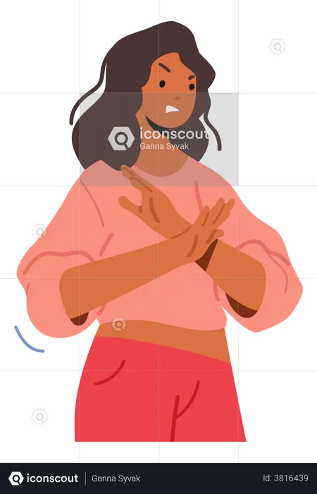 Angry Female Showing Refusal  Illustration