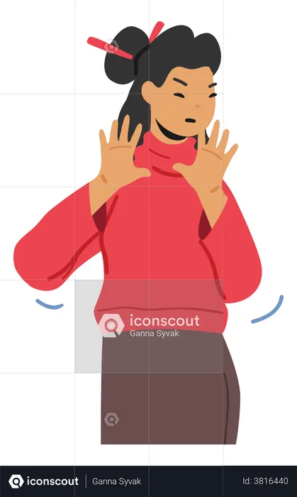 Angry Female Showing Stop Gesture  Illustration