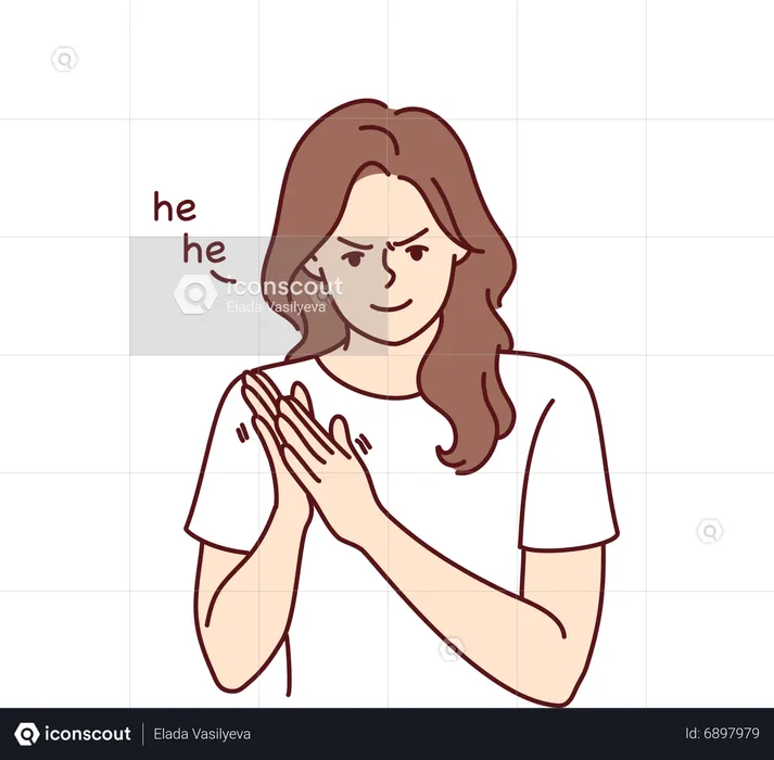 Angry Girl rubbing two hands  Illustration