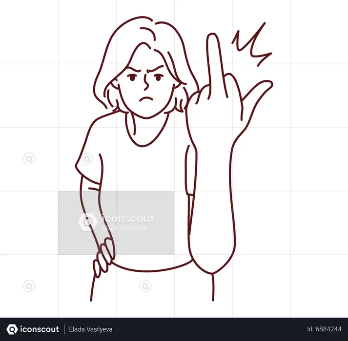 Angry girl showing fucking finger  Illustration