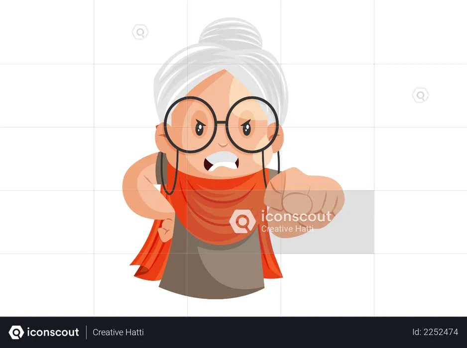 Angry Grandmother  Illustration