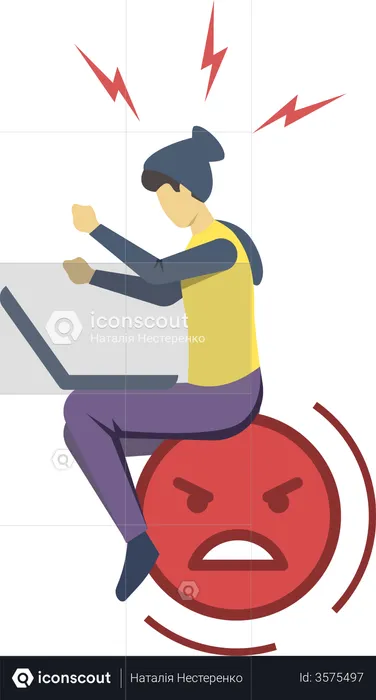 Angry guy with laptop  Illustration