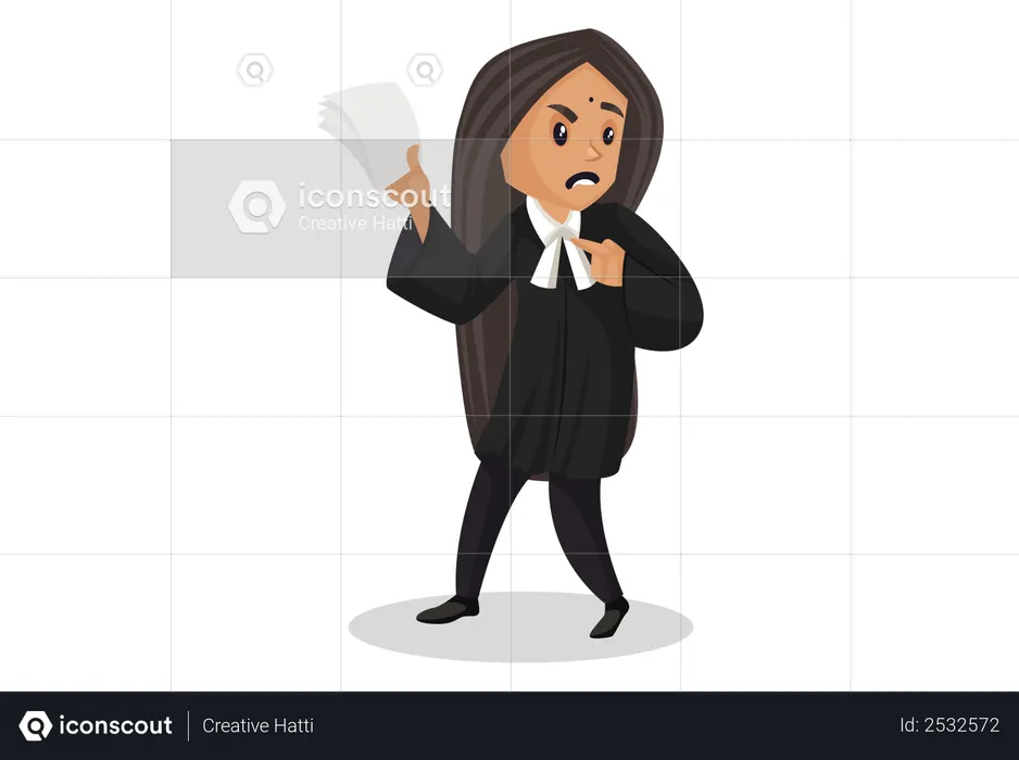 Angry Lawyer holding paper in her hand  Illustration