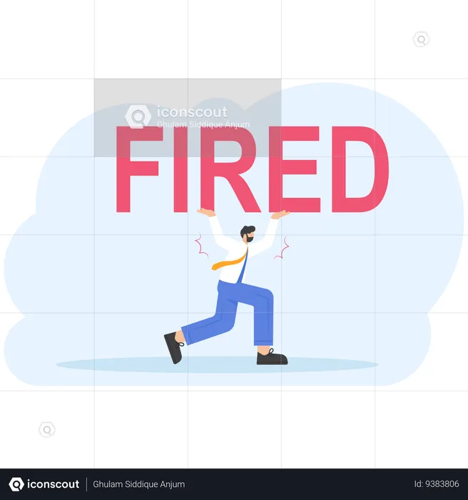 Angry male boss shouting at male employee with word fired  Illustration