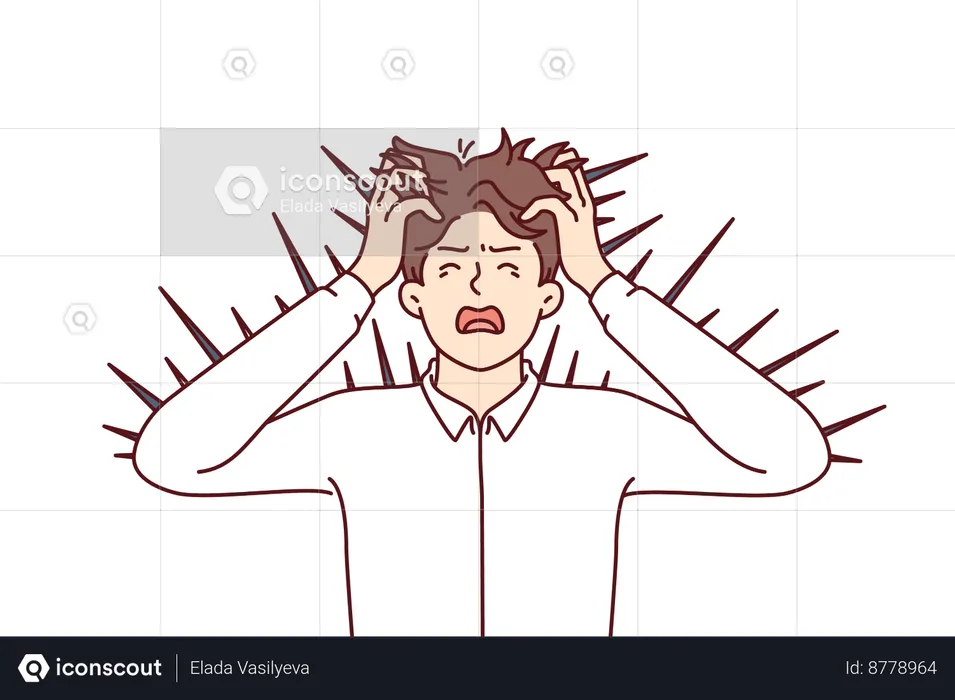 Angry man is irritated  Illustration