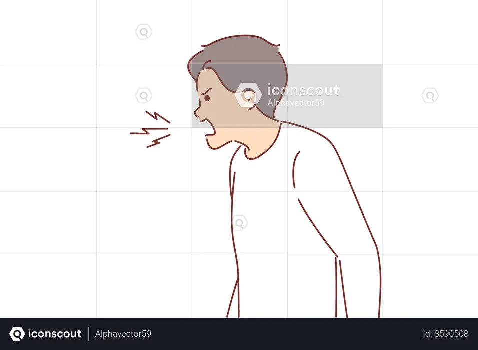 Angry Man is screaming  Illustration