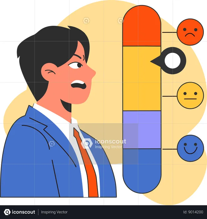 Angry man measuring mood  Illustration