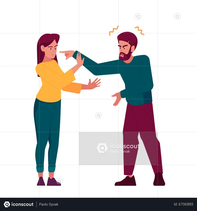 Angry Man Pointing Woman  Illustration
