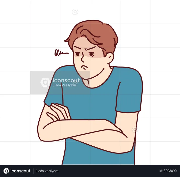 Angry man with hands folded  Illustration