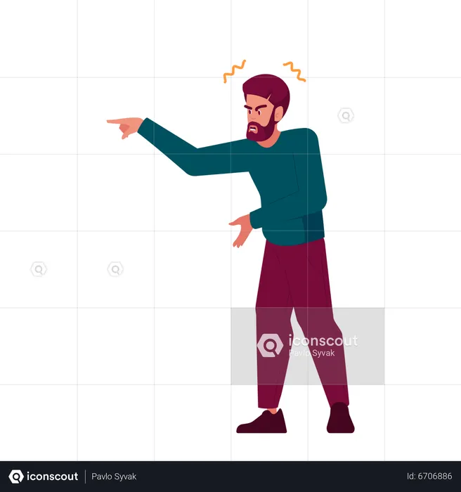 Angry Man Yelling Loudly Expressing Frustration  Illustration