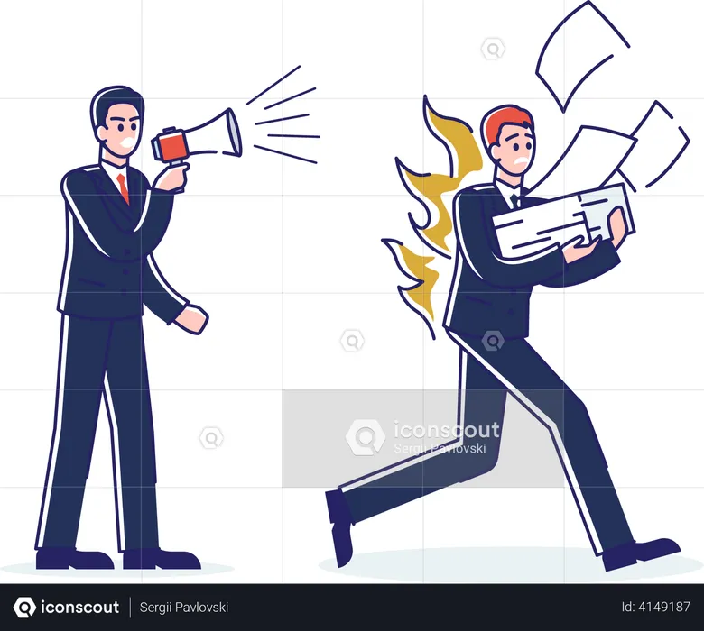 Angry manager shouting deadline  Illustration