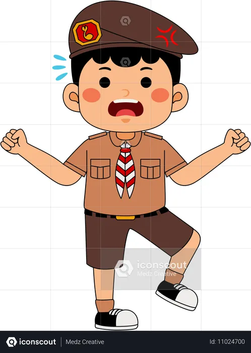 Angry scout boy  Illustration