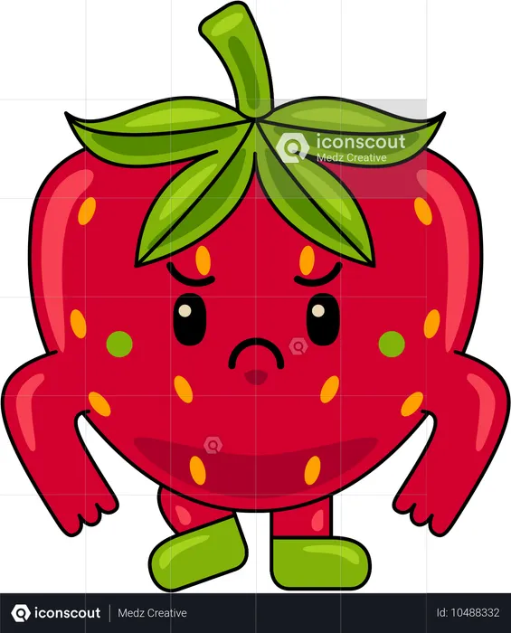 Angry Strawberry Mascot  Illustration