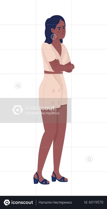 Angry stylish young woman with crossed hands  Illustration