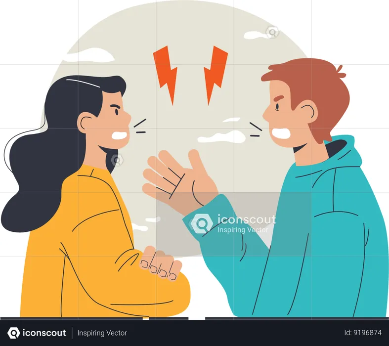 Angry woman and man fighting for misunderstanding  Illustration