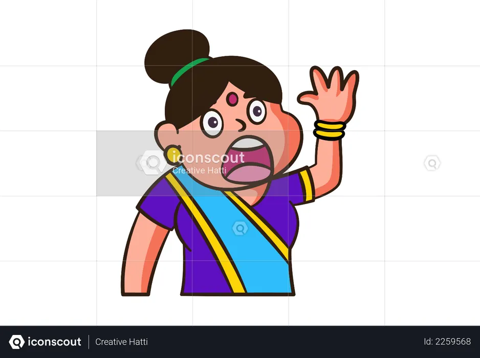Angry woman is raising hands  Illustration