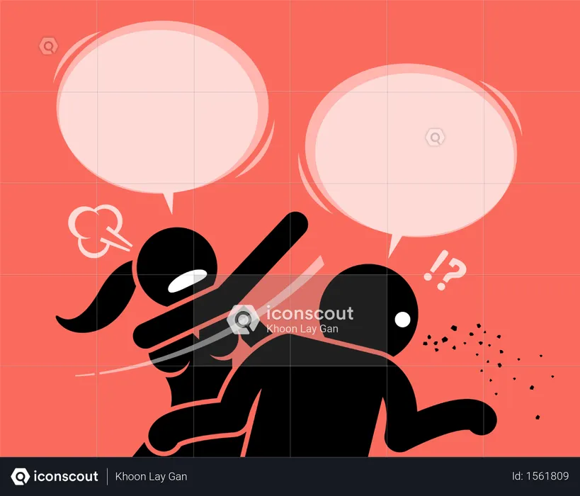 Angry woman slapping a man for being rude and insulting  Illustration