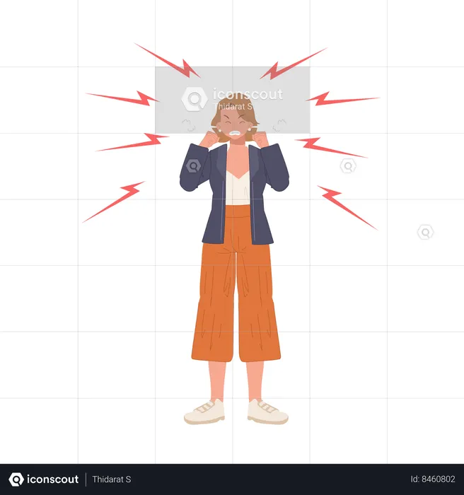 Angry woman standing  Illustration