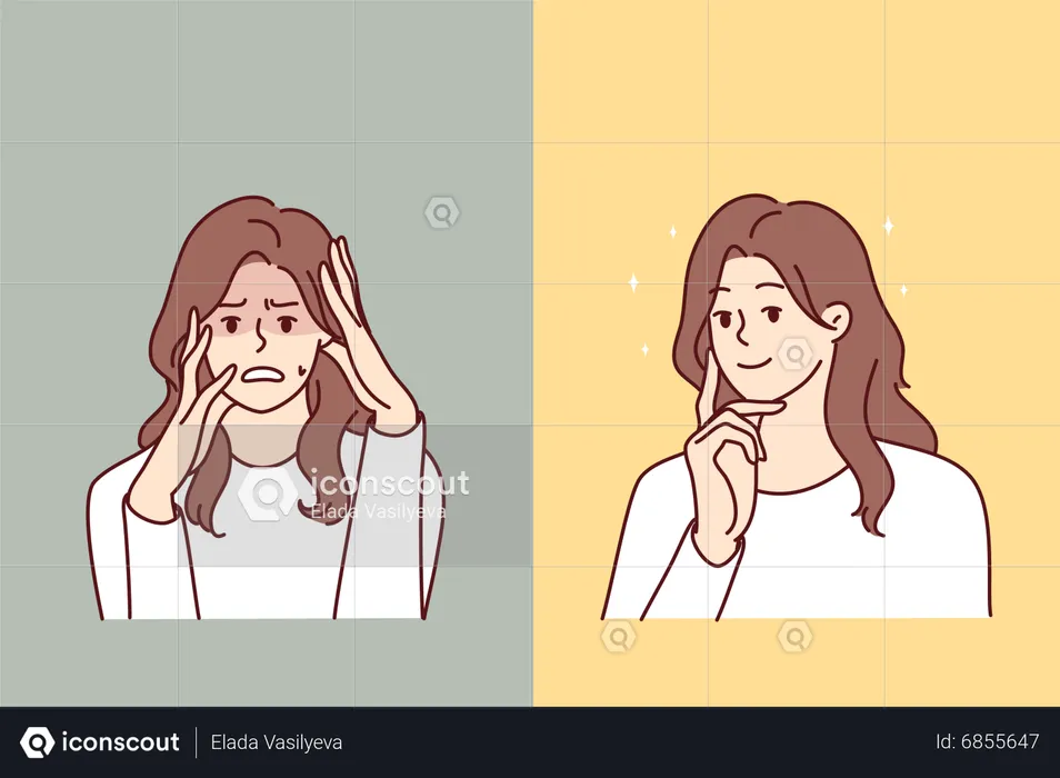 Angry woman vs calm woman  Illustration