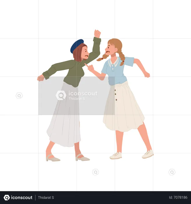 Angry Women Fighting  Illustration