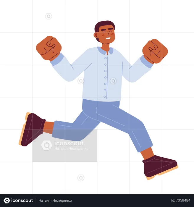 Homem afro-americano animado pulando  Ilustração