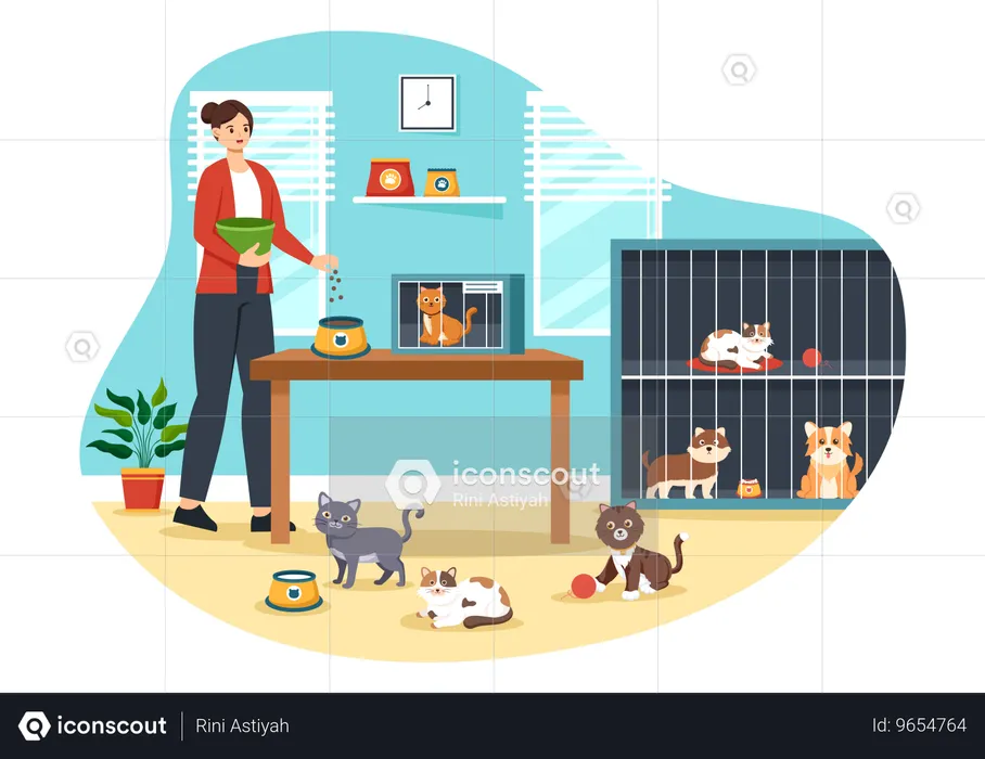 Animal Adoption Agency feeds animals  Illustration