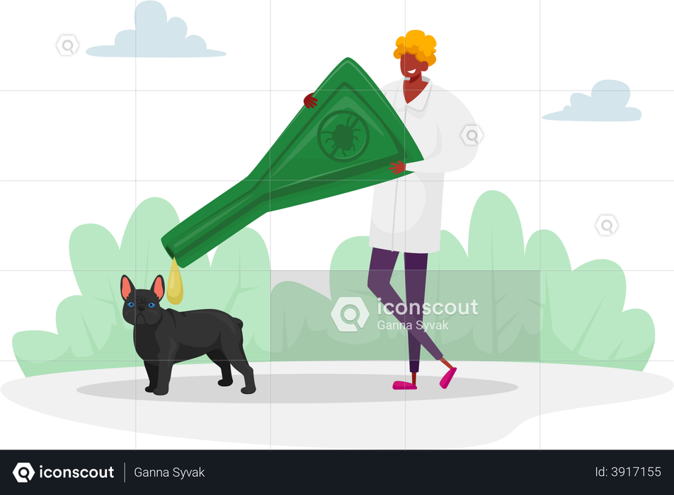 Best Premium Animal doctor applying parasite protection drops Illustration download in PNG & Vector format Best Premium Animal doctor applying parasite protection drops Illustration download in PNG & Vector format