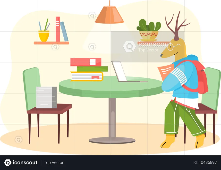 Animal trabalhando no laptop  Ilustração