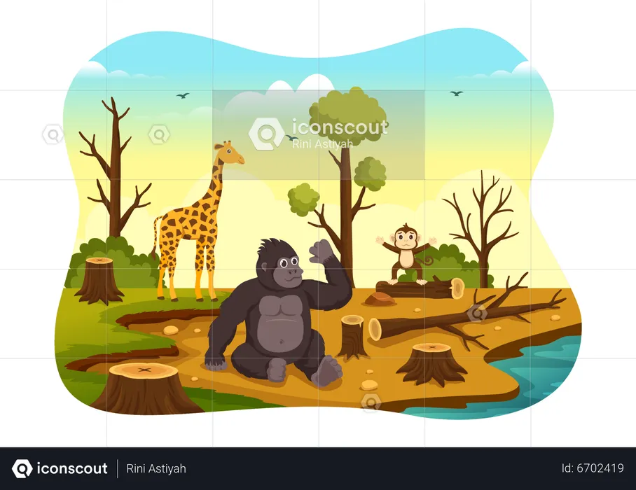 Animals inside forest  Illustration