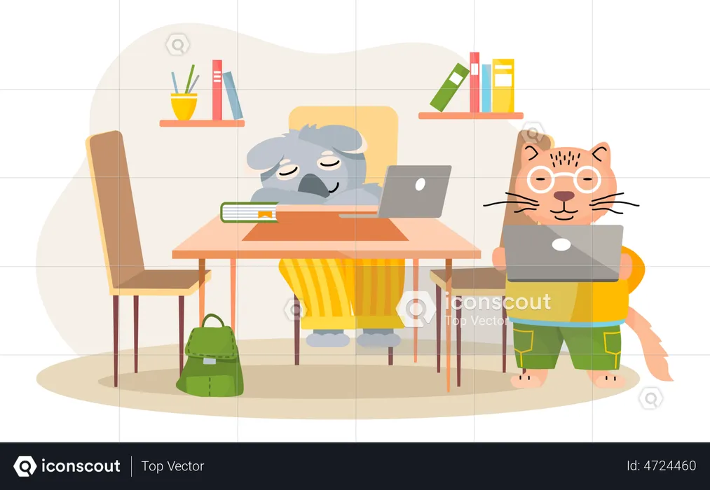 Animals working in office  Illustration