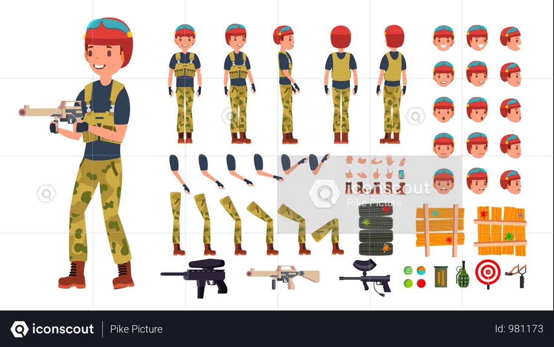 Animated Paintball Player Character Creation  Illustration