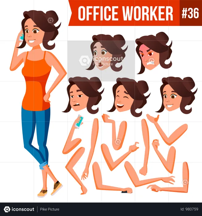 Animation Creation Set Of Businesswoman With Different Face Emotions  Illustration