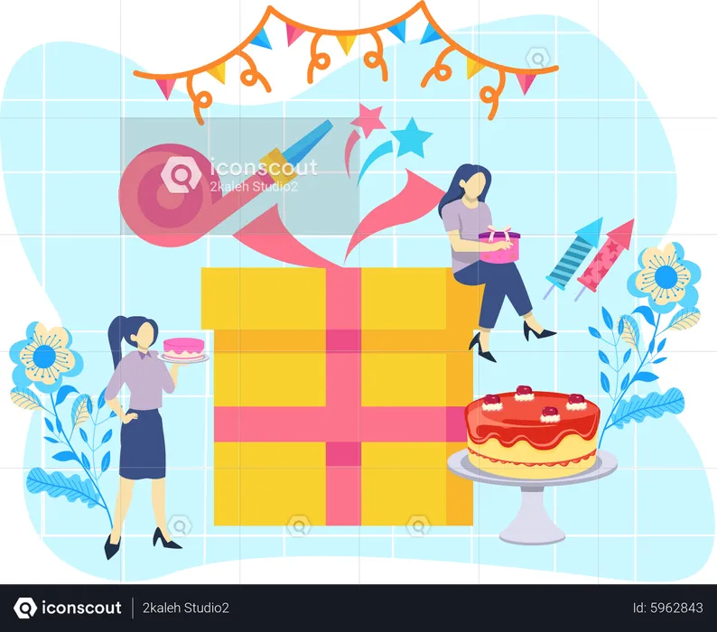 Surpresa de aniversário  Ilustração