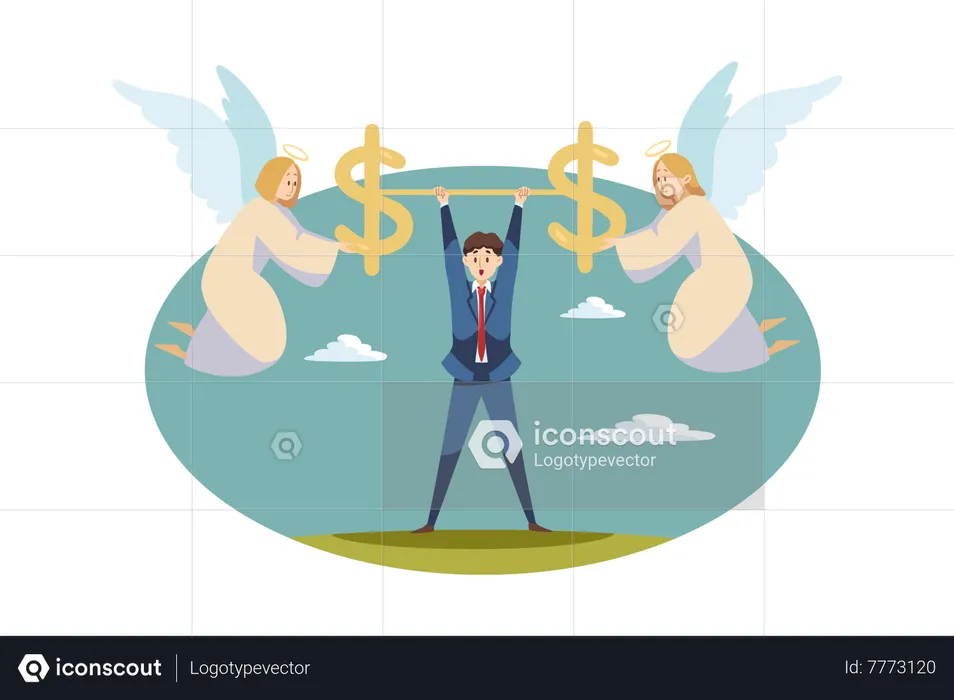 Anjo ajudando empresário  Ilustração