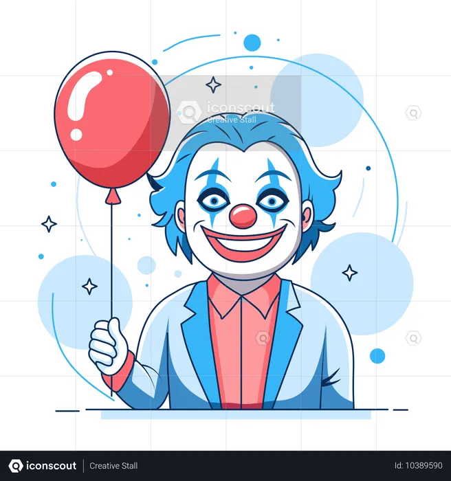 Joker d'anniversaire tenant un ballon  Illustration