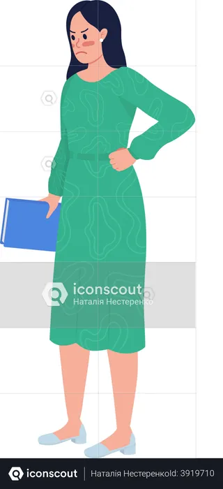Annoyed female teacher semi flat color vector character  Illustration