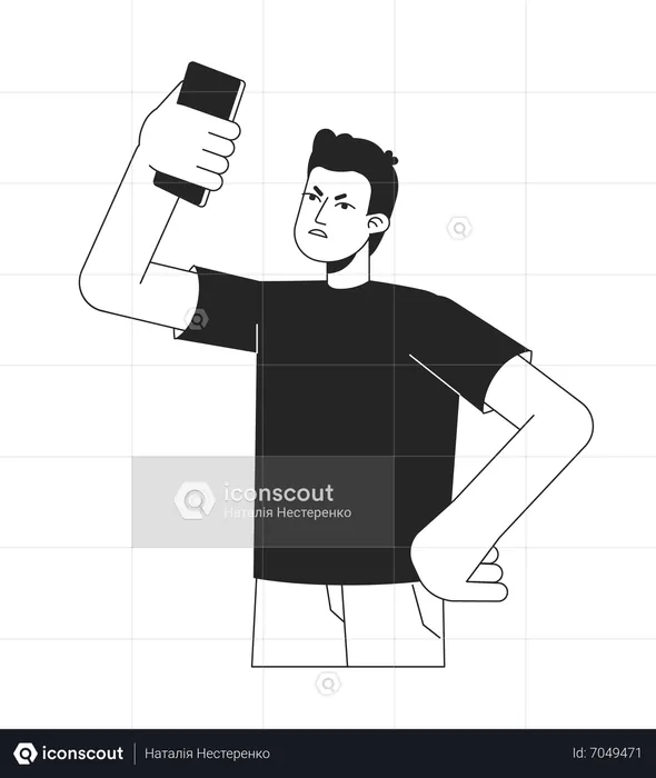 Annoyed man lifting up phone above head  Illustration