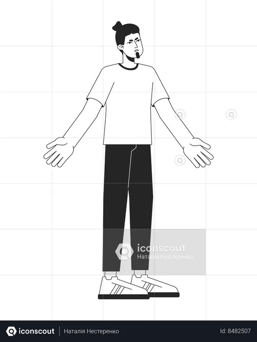 Annoyed man throwing up hands  Illustration