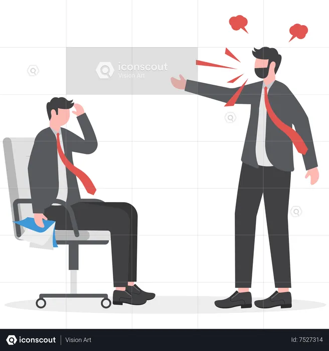 Annoyed manager yells at employees using megaphone  Illustration