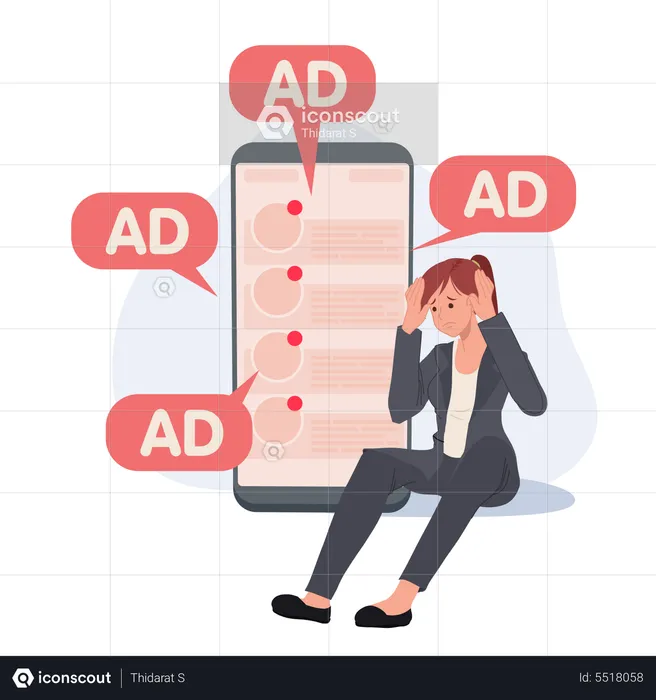 Annoying advertising notifications  Illustration