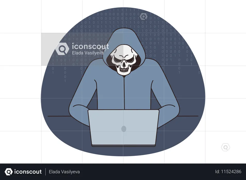 Anonymous hacker break in computer system  Illustration