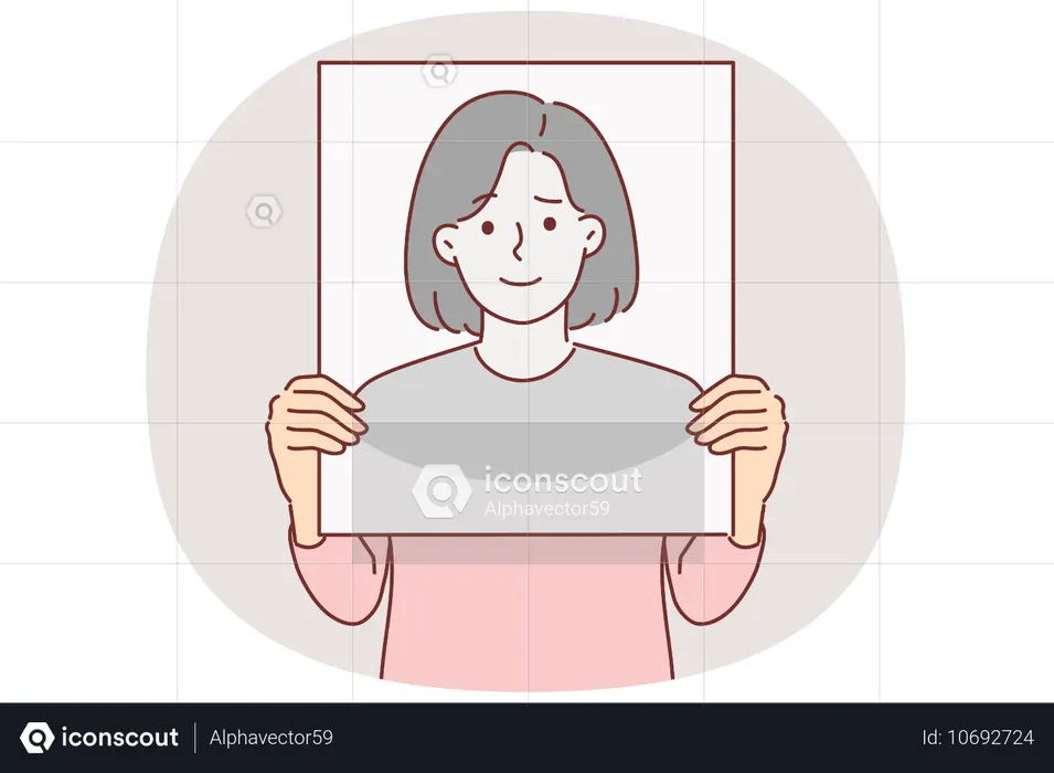 Anonymous woman hiding face  Illustration