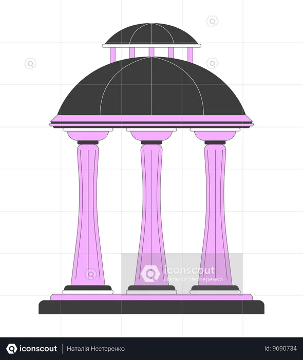 Antique gazebo with dome roof  Illustration