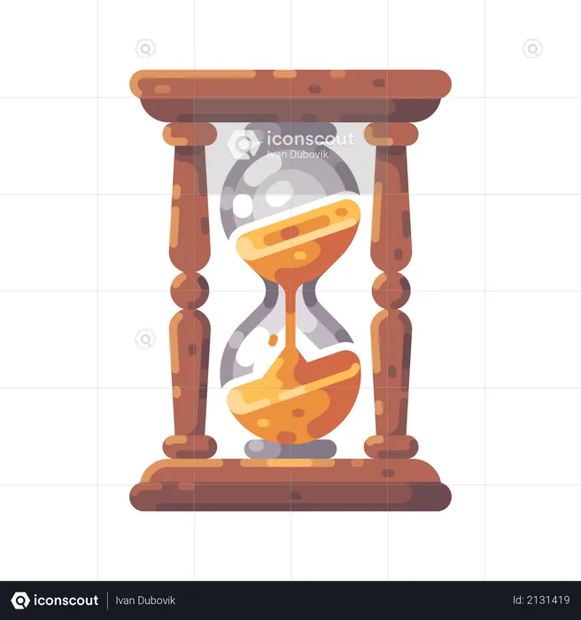 Antique wooden hourglass  Illustration