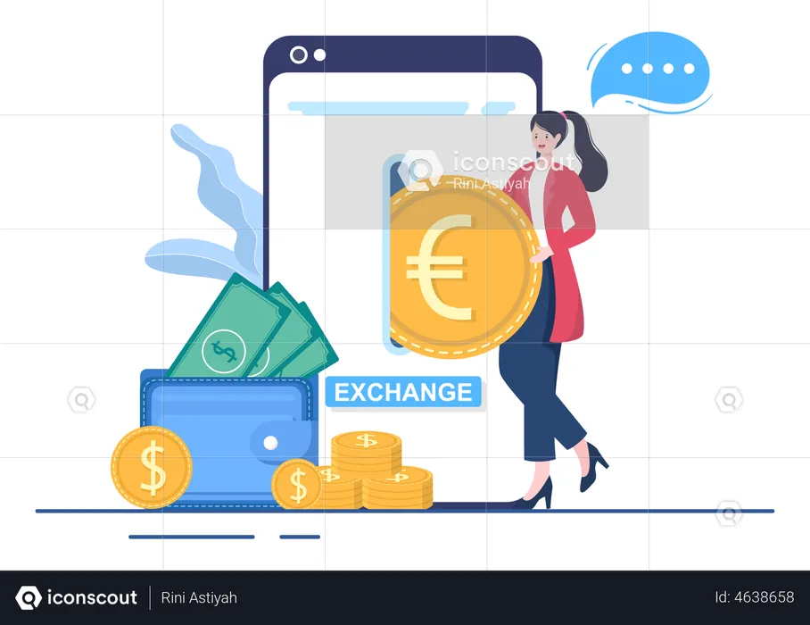 Anwendung zum Umtausch digitaler Währungen  Illustration