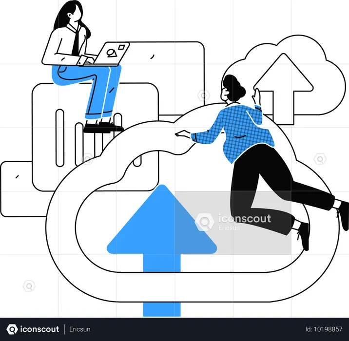 Anwendungsentwickler stellt Daten in der Cloud bereit  Illustration