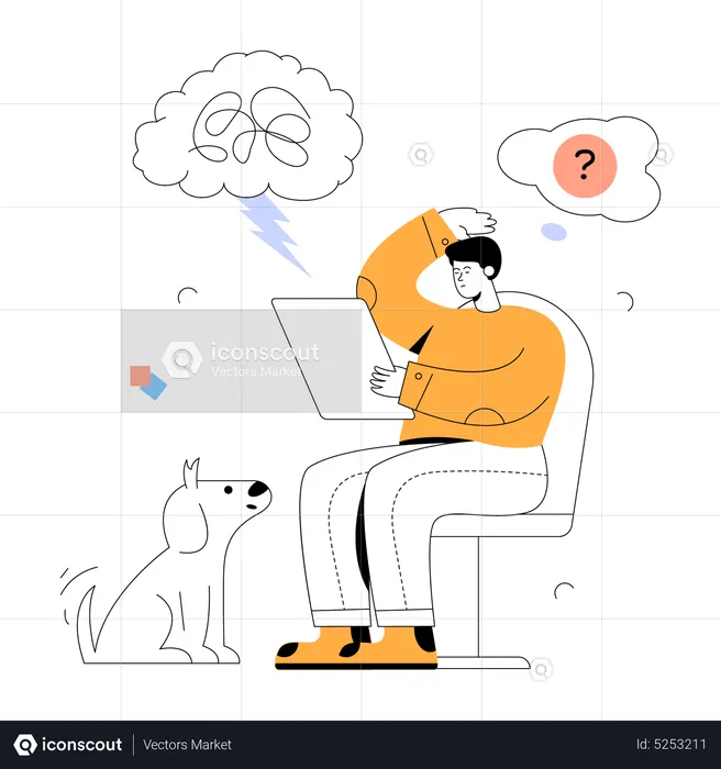 Man suffering from Anxiety  Illustration