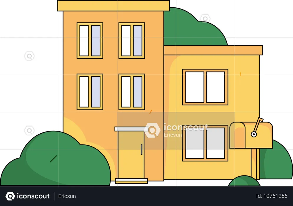 Apartamento com caixa de correio no exterior  Illustration